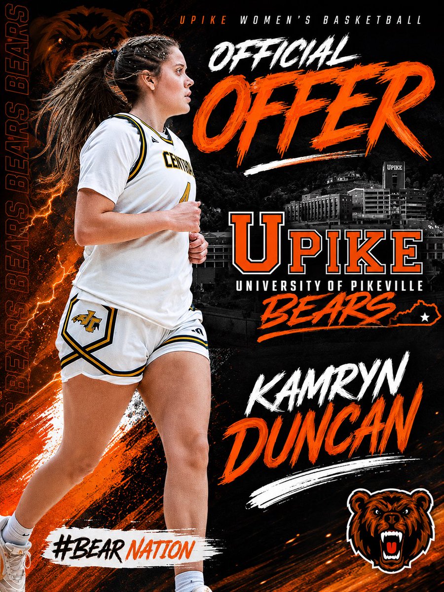 KDuncan_004's tweet photo. Blessed and excited to announce that I have received my first official offer from @UPIKE_WBB ! 
Thank you to Coach @CliftonWil1221 and the entire coaching staff for believing in me and giving me this opportunity!
#BearNation #UPIKE 
@HoopsJchs1 @WVThunderS40CK https://t.co/LqywSH2X9L