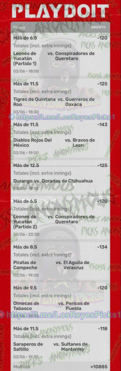 PicksAnonymous_'s tweet photo. Les dejo este súper parlay de Cobra VIP

Si me regalan 20+ likes, les suelto todos sus picks de mañana 🎁🤝 https://t.co/iynHSiPTpr