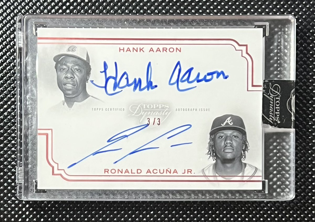 NoHoldsCards's tweet photo. HANK AARON RONALD ACUNA DYNASTY DUAL AUTO /3

$5250

/5 PSA 8 recently did $3750 with worse autos unsealed etc.

Spectacular card

#NOHOLDSALE🐻 https://t.co/p3rLSsoRZw
