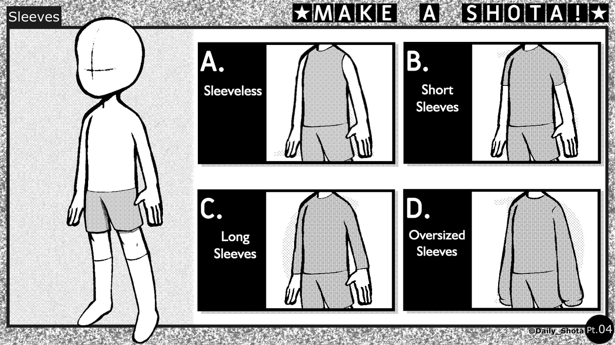 daily_shota's tweet photo. ⭐ Part 4: Sleeves ⭐
And now for tops, best type of top for shotas?

A. Sleeveless
B. Short Sleeves
C. Long Sleeves
D. Oversized Sleeves

LOOK BELOW IN REPLY FOR POLL 🧵🔽🔽🔽🔽 https://t.co/ecYueJRNKV
