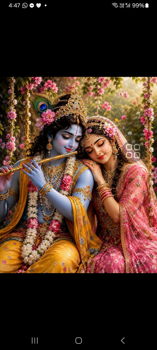 DeepaDiaries's tweet photo. "कृष्ण की बांसुरी की धुन में, राधा का प्रेम खिलता है; दोनों की छवि में एक ऐसी सुंदरता है, जो हर दिल को शांति और प्रेम से भर देती है।" https://t.co/9mcldYwTXl