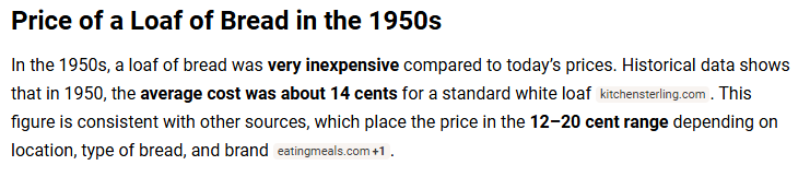 LittleManPower's tweet photo. I assess the economy by comparing current bread prices to those in the 1950s. https://t.co/XnhoZ8NbUw