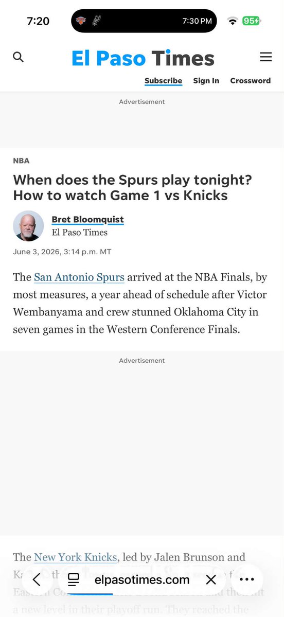 OttoUnlocks's tweet photo. My wife @Google searched where to stream the @spurs because the @NBA made watching basketball HARD— the antithesis of David Stern’s NBA. According to Google’s AI overview the @nyknicks already lost #GameOne of the #NBAFinals to my Spurs. #GoSpursGo #PorVida https://t.co/ju2IvTwPTR