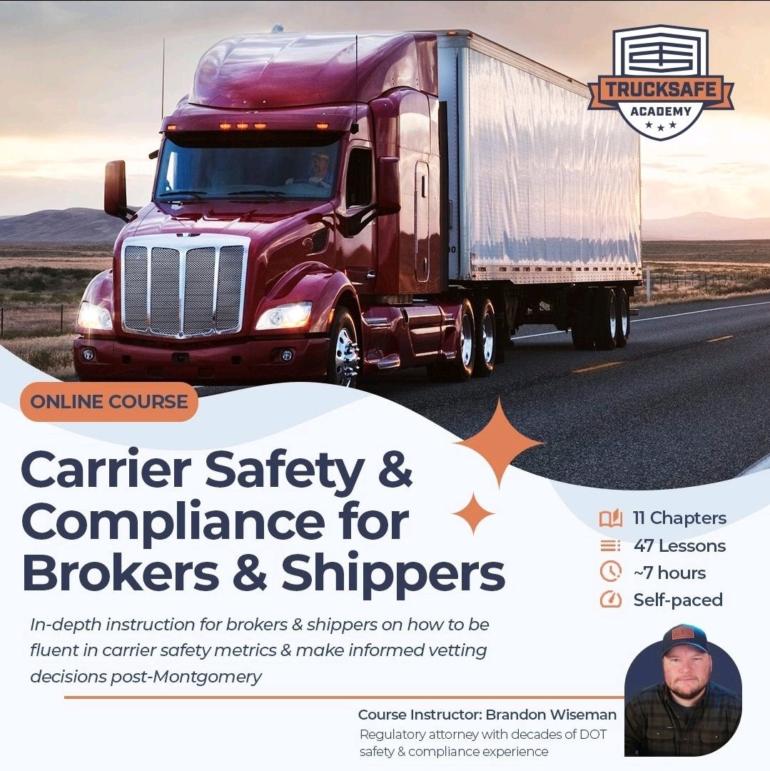 RobCarpenter's tweet photo. Brokers and Shippers needing to understand carrier vetting post Montgomery, the sidekick, trucking lawyer extraordinare, Brandon Wiseman, breaks it down for you here at @TrucksafeLLC 👉
https://t.co/oLNUD3uMXO https://t.co/yllJR9ElSV