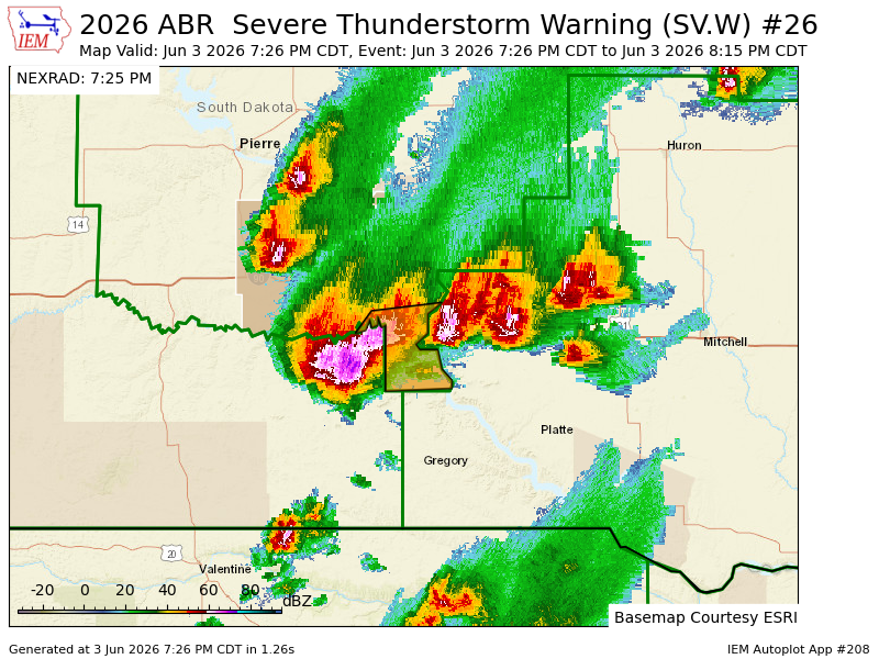 ABR issues Severe Thunderstorm Warning [damage threat