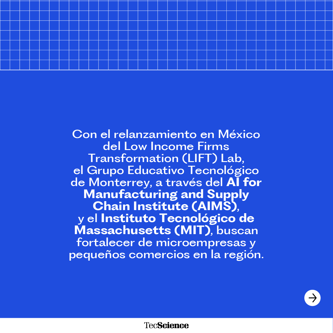TecScience_'s tweet photo. Las micro y pequeñas empresas son una parte importante de la economía en América Latina y el Caribe. Representan más del 90% de las compañías de la región y generan cerca de la mitad de los empleos.

Para contribuir a su crecimiento, el Grupo Educativo @TecdeMonterrey, a través del AI for Manufacturing and Supply Chain Institute (@IAMSMTec), y el MIT relanzaron en México el LIFT Lab, una iniciativa que impulsa la adopción de tecnología, capacitación y herramientas de gestión para fortalecer negocios como tienditas, fondas familiares y otros pequeños comercios.  https://t.co/admNh1kcCv