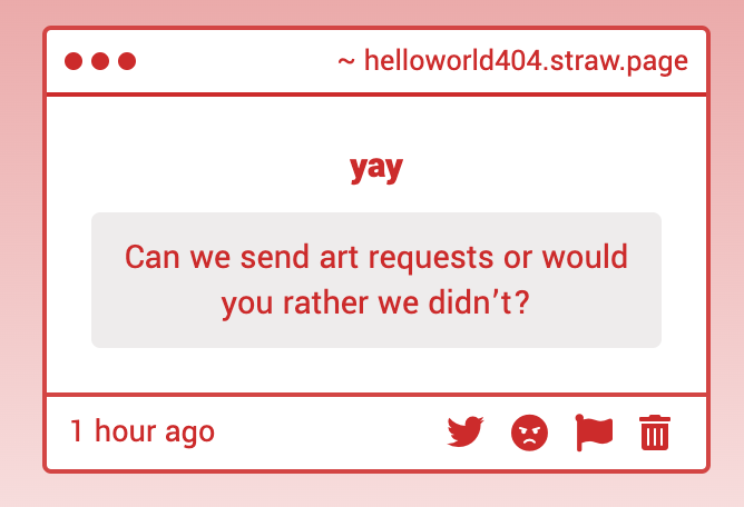 binarythread's tweet photo. feel free to send any! i may not do some due to personal reasons however https://t.co/bfhlLlkwKC