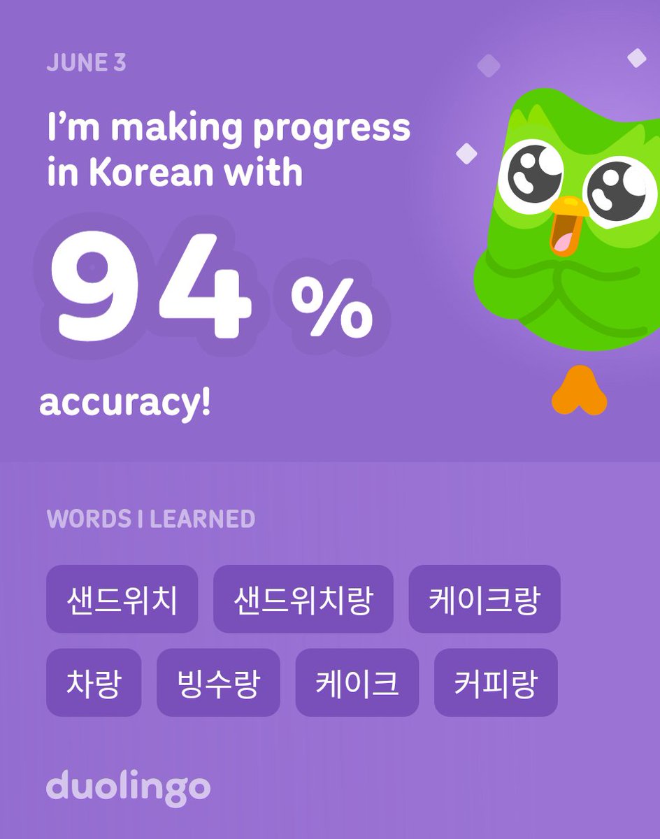 Bhirisa's tweet photo. I’m learning Korean on Duolingo! It’s free, fun, and effective. https://t.co/nSCVzaAMHJ
