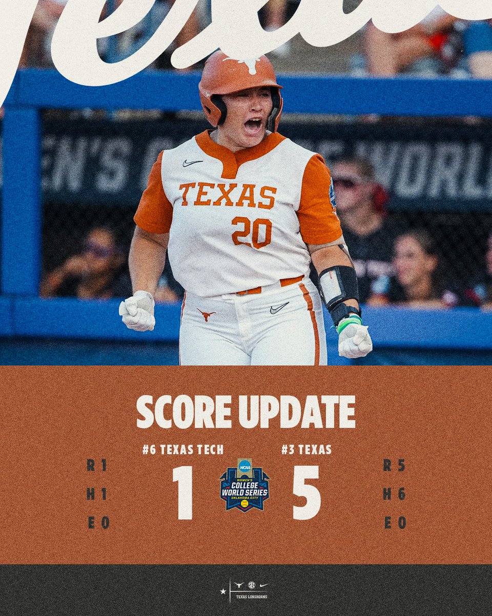 TexasSoftball's tweet photo. E1 | a five-run inning for the Horns 🤘

#HookEm https://t.co/xpu5ks9cXc
