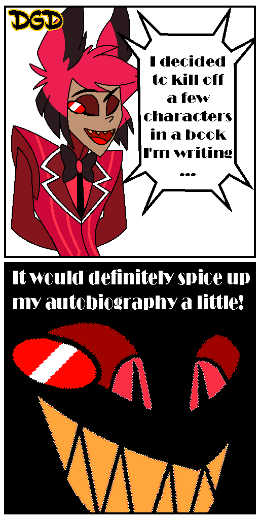 DarkGold000's tweet photo. Alastor's quite devilish, isn't he?

#HazbinHotel #hazbinalastor #cartoon #comic #fanart #comicstrip #alastor https://t.co/vJ2kCCwQie