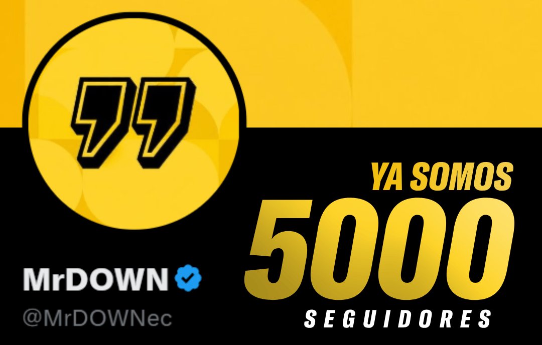 MrDOWNec's tweet photo. YA SOMOS 5000 SEGUIDORES EN MrDOWN 🔥🔥

Gracias a cada uno por seguir apoyando y seguir aguantando las bromas de los cojudos que manejan esta cuenta desde hace un año 🤙 https://t.co/wff3JBmymK