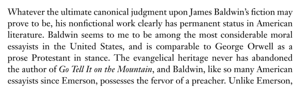 SamBuntz's tweet photo. @Augustineill3 He says Baldwin is a permanent essayist but doesn't comment on the fiction: https://t.co/FtpRwB32Po