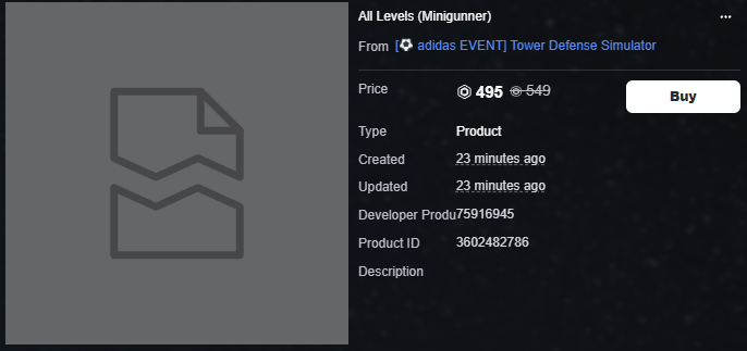 isALTEREGOout's tweet photo. There are some new developer products in TDS, likely for the evolved towers. 
https://t.co/S6O4RbrR7M
https://t.co/MPcosMhbQ1 https://t.co/0splGpr4yR