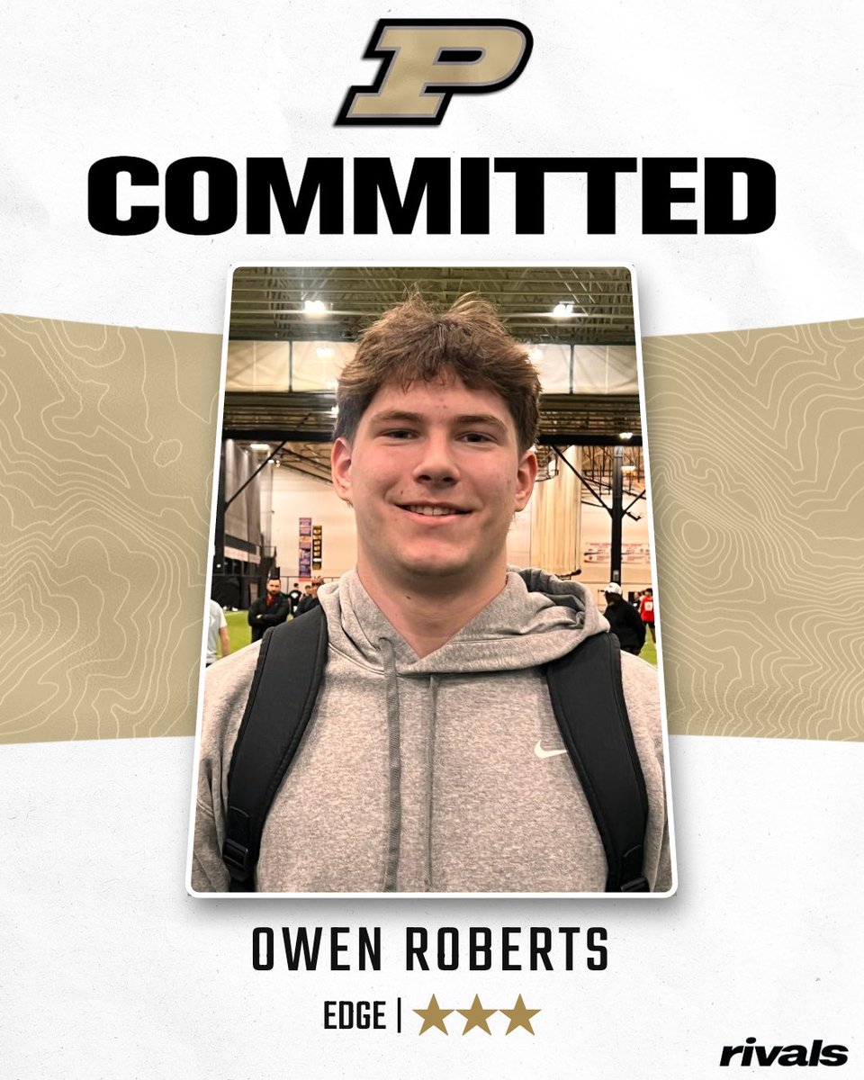 AllenTrieu's tweet photo. Purdue gets a commitment from EDGE Owen Roberts.

Took an OV with the Boilers last weekend and committed for several reasons which he outlined here:

https://t.co/G6GTWuDNmj https://t.co/JHFVfwu5Dh