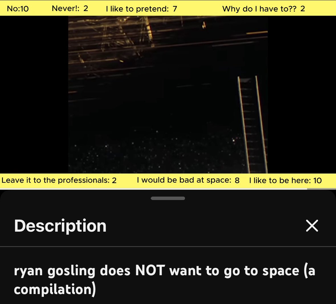 afaintghost's tweet photo. @NASA @chaoticmulaney That man does not want to go at all 😭 https://t.co/eWjQegZYwS