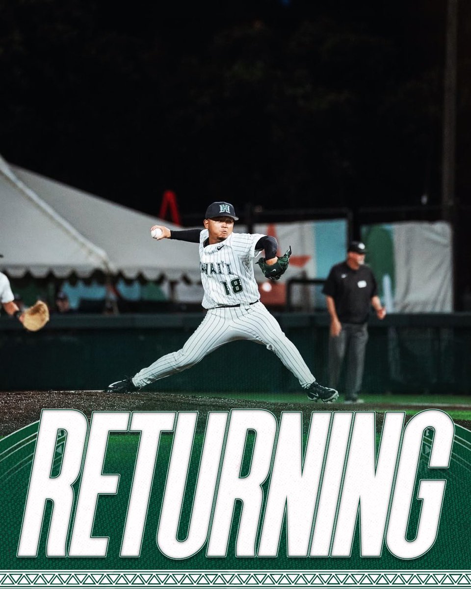 HawaiiHuddle's tweet photo. Tsubasa Tomii is returning to Hawai'i for the 2027 season 🔥

In his first year as a Bow, Tomii posted a 3-1 record and struck 29 batters out in 34.2 innings and had an ERA of 1.82

#GoBows https://t.co/euDKb8Orko