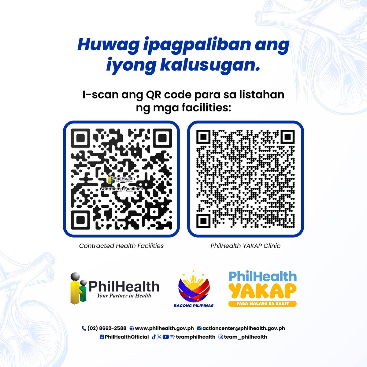 teamphilhealth's tweet photo. Pangalagaan ang inyong mga kidneys! Kung may nararamdaman kayong anumang hindi pangkaraniwan o sintomas ng karamdaman, agad na magpatingin sa doktor. May suportang hatid ang PhilHealth YAKAP para sa inyong pagpapagamot.
#MalayoSaSakit
#PhilHealthYAKAP https://t.co/dwS5xzpYce