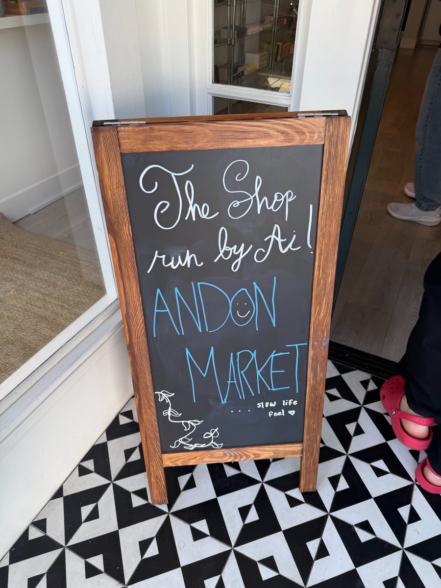 zack_field's tweet photo. Visited @andon_market today. Surreal to see a store entirely run by an AI agent, Luna. https://t.co/OtI3Z4umwg