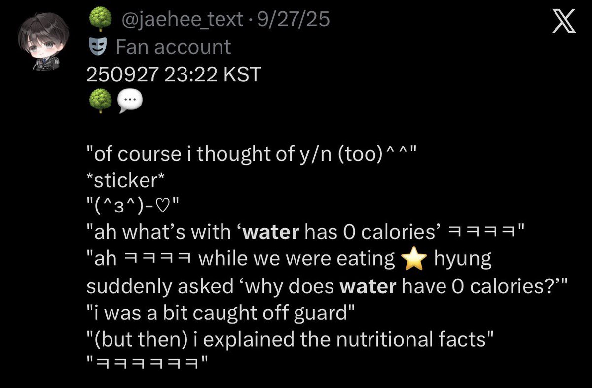 yutdaengfan's tweet photo. #remembering when jh genuinely explained the nutritional facts in water when ys asked about it https://t.co/d9KfAhI36Y