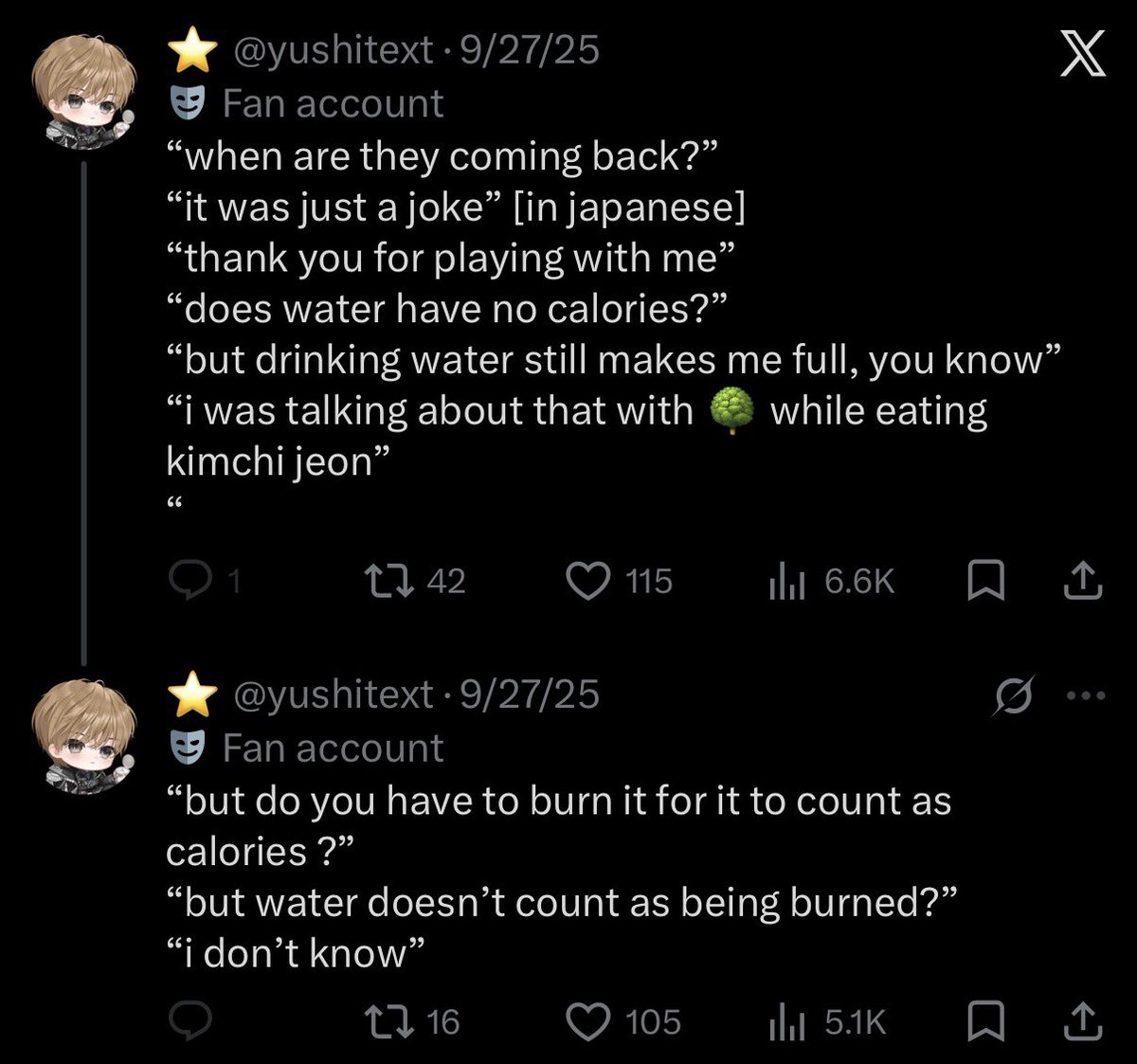 yutdaengfan's tweet photo. #remembering when jh genuinely explained the nutritional facts in water when ys asked about it https://t.co/d9KfAhI36Y