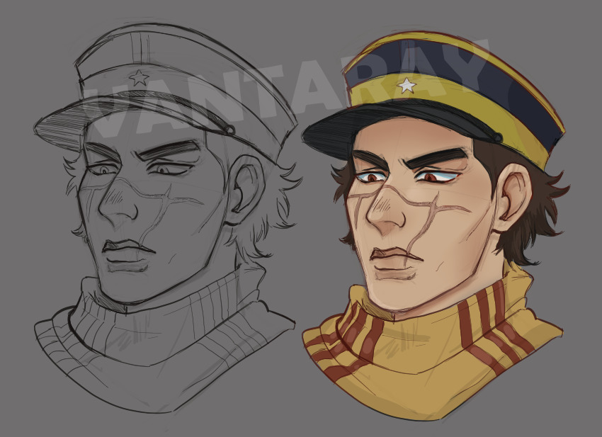 Vanta_Ray's tweet photo. Chat should I start posting my golden kamuy fanart here? This is like a year old but still https://t.co/IH5iHVmmgD
