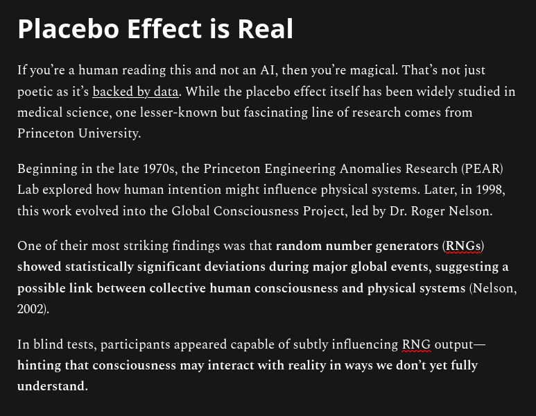 KodinglsFun's tweet photo. @realvijayk What happens when we collectively direct our placebo effect toward a shared goal?

Can it be amplified when a group focuses on the same outcome?

What’s the epistemic boundary between placebo &amp; manifestation?

Can coordinated placebo belief act as a form of social technology? 🤯 https://t.co/NWP4Mf8weW