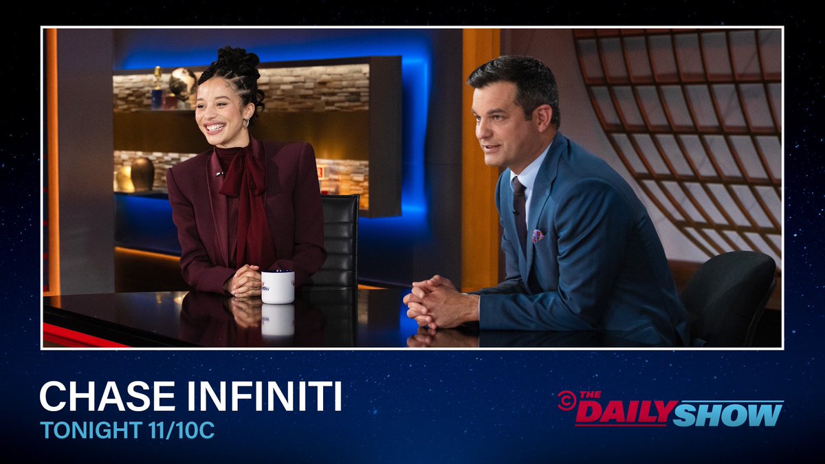 TheDailyShow's tweet photo. TONIGHT: “The Testaments” star Chase Infiniti is here @testamentshulu https://t.co/DfGLvs4zc5