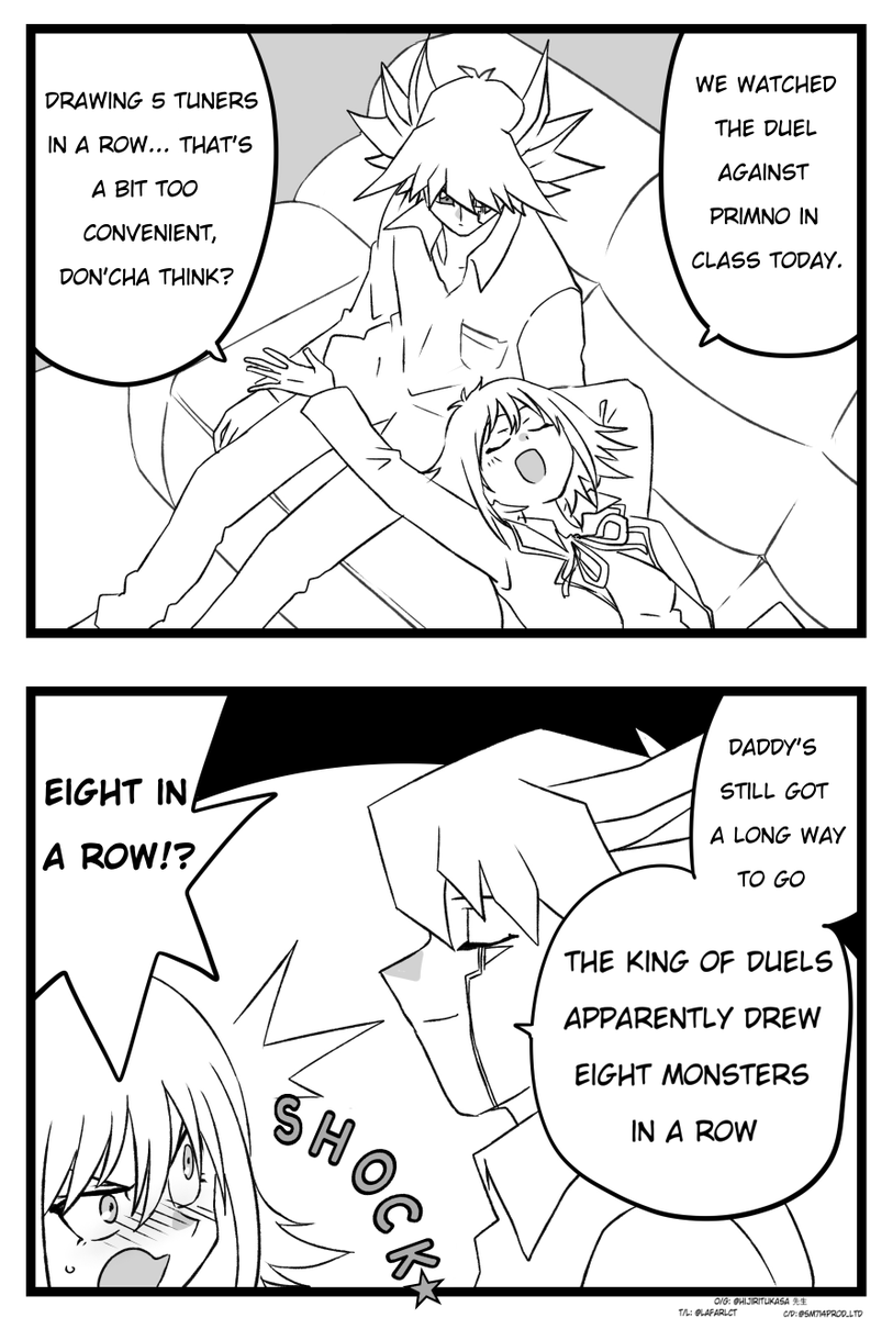 LafarlCT's tweet photo. 英訳させて頂きます
English Translation

"There's a duelist that's even better than daddy…⁉"

O/G: @/hijiritukasa 先生   
T/L:@Lafarlct
C/D: @SM714Prod_Ltd https://t.co/b2QC181ybM