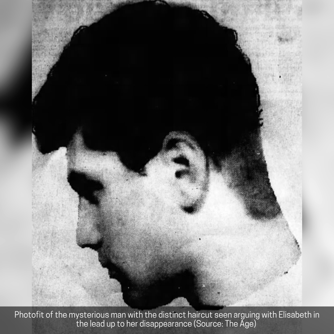 case_file's tweet photo. 5. Sketch of the man Elisabeth was reportedly seen arguing with on the day of her disappearance
6. Photofit of the mysterious man with the distinct haircut seen arguing with Elisabeth in the lead up to her disappearance
7. Police divers search Ringwood lake for Elisabeth’s body 
8. Shane Bond outside court during Elisabeth’s murder trial