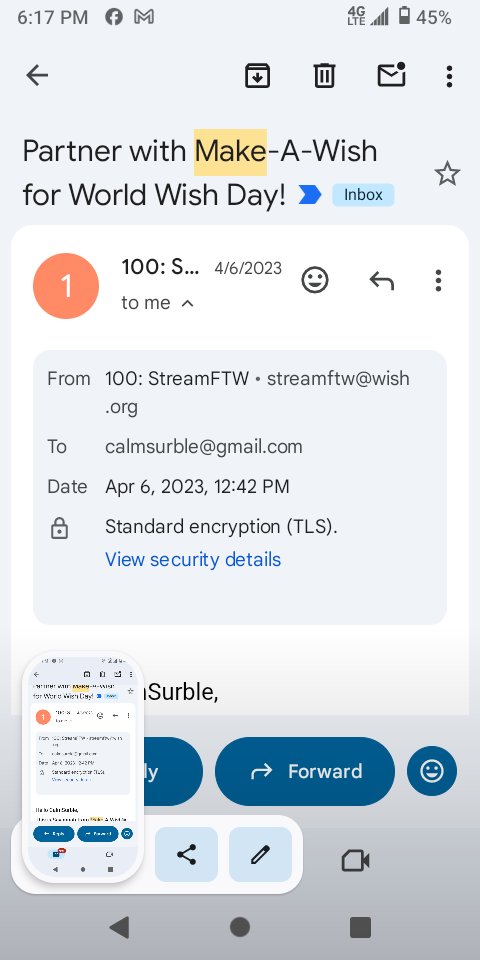 calmsurble's tweet photo. Twitch streamers are trying to kill me for working for make a wish world day on the channel calmsurble now named marcusowenbell but they banned me for calling them out for trying to kill me. I worked for make a wish. https://t.co/UYaOAcM4wf https://t.co/L31nQUcP5p