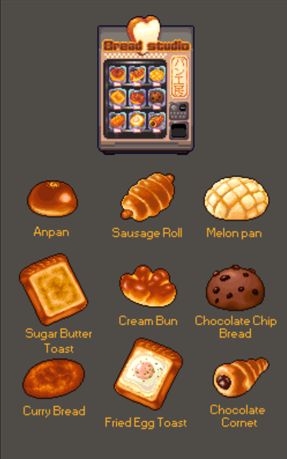 YuukiMokuya's tweet photo. パン工房のラインナップを少し変更🥯🥖🍞🥐
どのパンが出るかは運しだい🥐🍞🥖🥯
それぞれ1ステージごとでしか使えないパワーアップ効果があります💪🍄💪🍄 https://t.co/TIpTEby76F