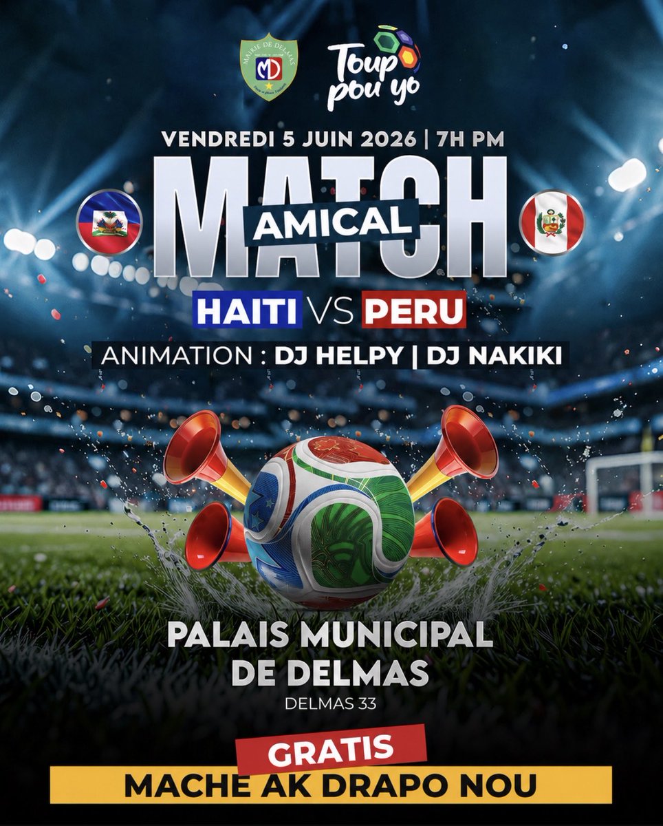 hmi_connect's tweet photo. Randevou Vendredi nan Palais Municipal De delmas à 7pm!
Mache ak Drapo nou🇭🇹 #GrenadyeAlaso @toupouyo.ht https://t.co/Kzbeua30bp