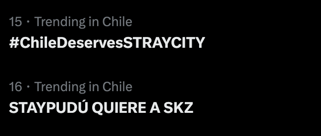 TeamStayChile's tweet photo. ESTAMOS MUY ABAJO, SIGAN SIGAN, INTERACTÚEN CON OTRAS STAYS !!!!

STAYPUDÚ QUIERE A SKZ
#STRAYCITYenChile
#ChileDeservesSTRAYCITY 
@dgmedioschile https://t.co/rnP0x78mPe