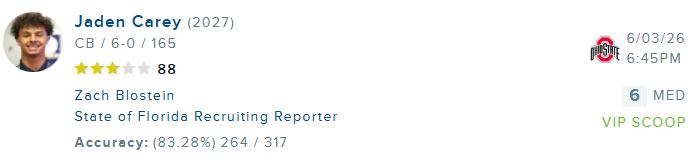OhioStateFBChat's tweet photo. Crystal Ball Alert!

Ohio State has received their 2nd crystal ball to land Jaden Carey.

Position: CB
Class: 2027
Location: Fort Lauderdale, FL

Zach Blostein State of Florida Recruiting Reporter at 24/7 Sports predicted today that he expects that he'll commit to Ohio State. https://t.co/HifEm0QDgg