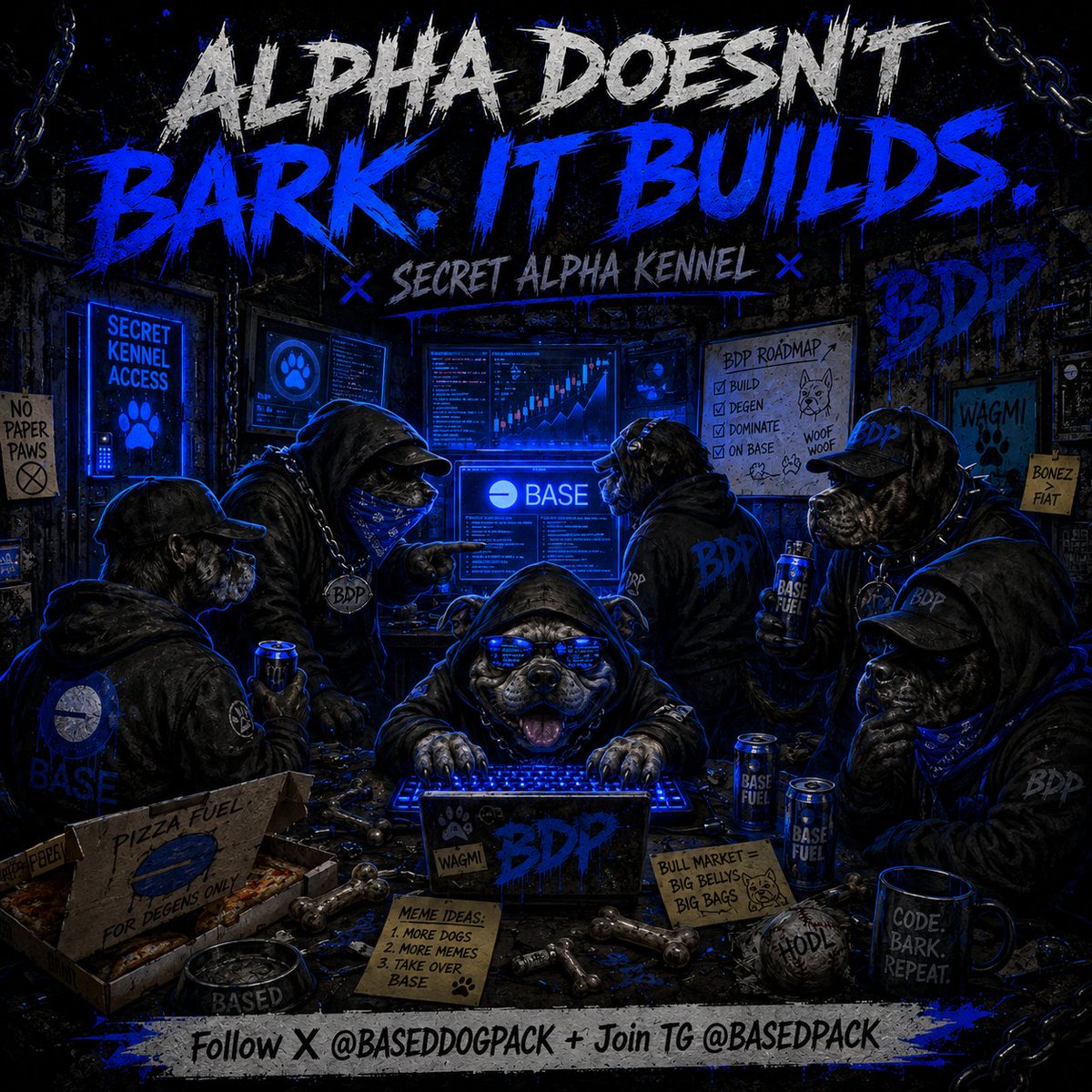 BasedDogPack's tweet photo. Evening #BaseArmy!
We are building a mini eco-system on #Base! Can use some support, share some #memes! Keep us going while we build. What you got? https://t.co/T0lymqhIZO
