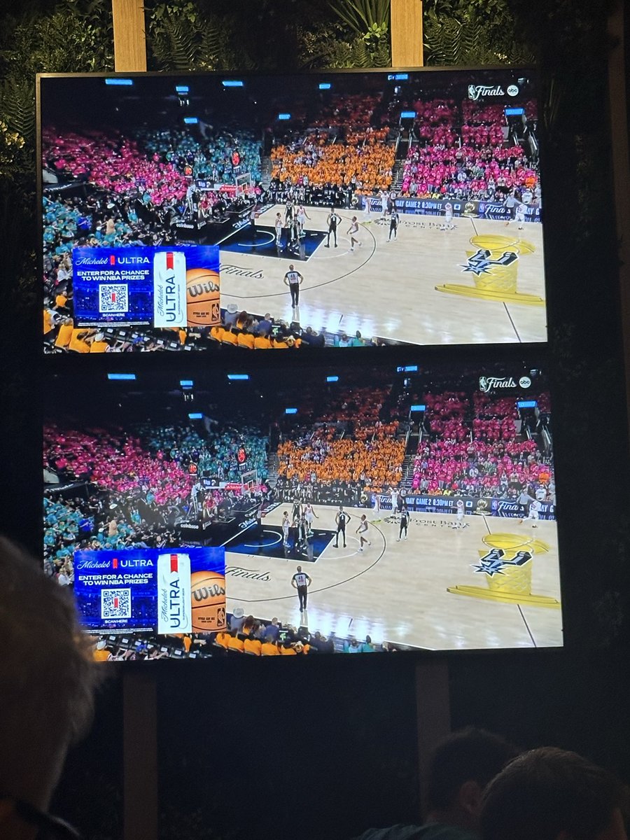 SamFuhrer's tweet photo. Imagine bank $2895 for an NBA finals ticket and being told you have to wear a pink shirt in this section https://t.co/2BD1HVwJMR