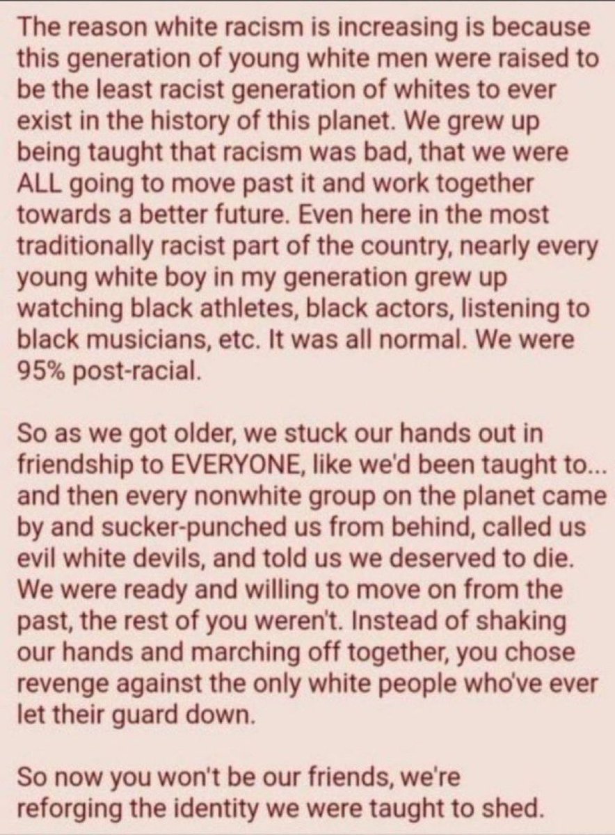 whitejuce's tweet photo. @theNyx__ No it's not the 1900's any more
And blacks aren't going to like what's coming for them https://t.co/wys4fd0ChB