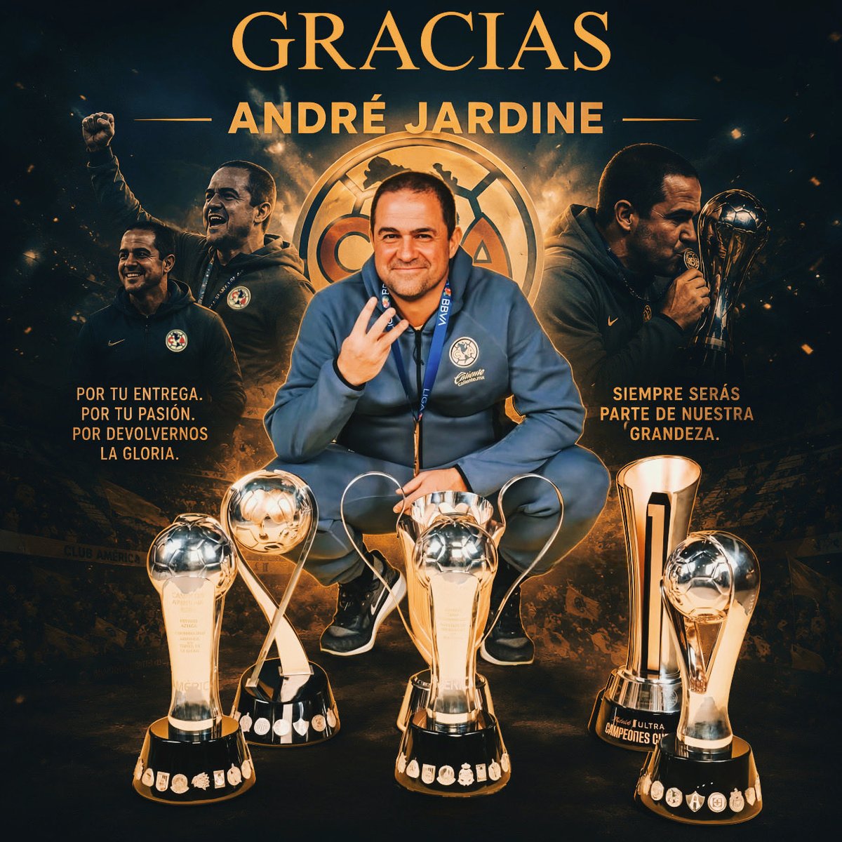 SrtaAguila's tweet photo. Muchos hablaron y muchos dudaron, pero al final la realidad fue una sola: André Jardine dominó el fútbol mexicano a su antojo. Se despide del Nido con 6 títulos en sus manos y un tricampeonato histórico que no será fácil de igualar.

Nos dejas con el corazón lleno de orgullo, la historia escrita en lo más alto y sabiendo que, bajo tu mando, el América fue el rey absoluto de la liga. Gracias por la clase dentro y fuera de la cancha, y por acostumbrarnos a vivir siempre en la cima.

¡Agradecidos por tanta gloria, profe! 

🇧🇷🏆🏆🏆🏆🏆🏆🦅