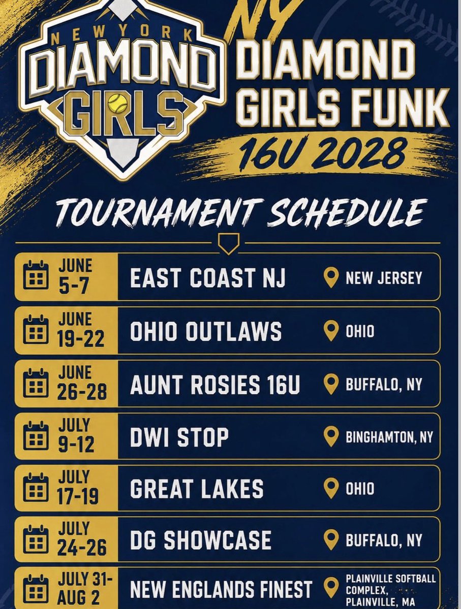 kendalldean2028's tweet photo. Summer schedule can’t wait to compete!!💪💪 @Jess_Odonnell88 @ExYank54 @CamdenDecker @PlimptonChelsea @coachakcer @CoachChurchill @CoachCrowell8 @bkalman23 @MusserChristi @marleewilson @bridgetorchard @jmrw20 @FredoniaSB @geneseosbcoach @CoachKrysiak https://t.co/Ea0zOI4hK8