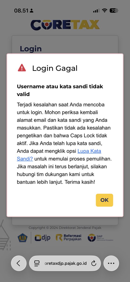 wanderlucter's tweet photo. @kring_pajak halo ka mau tanya ini saya udh penerbitan aktivasi pajak dan masuk juga dokumennya via email tapi besoknya saya login djp online kok malah dibilang lupa password dan tidak valid lg akunnya https://t.co/Sjk7ljd3h9