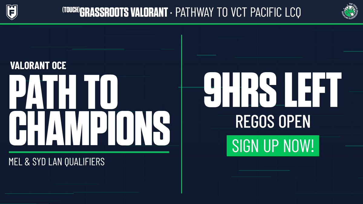 fortressprod's tweet photo. Tonight at 9PM regos close for the VALORANT Path To Champions LAN Qualifiers.

Then it's LAN time this weekend.

If you think you have what it takes to make it to VCT Pacific LCQ, sign up now!

Sydney (only 1 spot left): https://t.co/ut9oug7fa0

Melbourne: https://t.co/sAu0daLlO8 https://t.co/CQzpwZqQIj