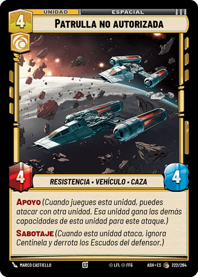 HauseCard's tweet photo. Spoilers de Star Wars Unlimited Ashes of the Empire set 8.

🟨⬜ Mayordomo del Alcalde 
🟨⬜ Patrulla no autorizada
🟨⬜ HALO
🟨 Percepción Agudizada 

#SWU #StarWars #StarWarsUnlimited https://t.co/Wg7OEhPWuc