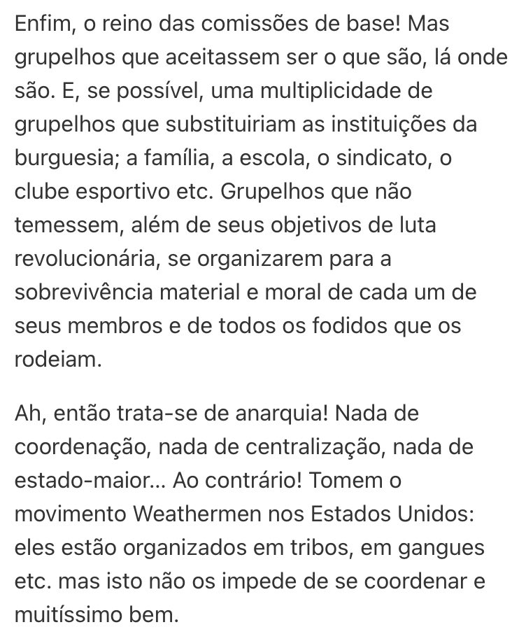 thesecondolder's tweet photo. @plutobaby00 @reasonisred Sim. Como eu disse, ele tinha formação trotiskista, mas não era trotskista. Foi influenciado pela psicanálise lacaniana, mas não era devoto à psicanálise lacaniana. Esse texto dele “Somos Todos Grupelhos” deixa bem claro o porquê de o confundirem com um “anarquista”. https://t.co/GsnFCJ9MUs