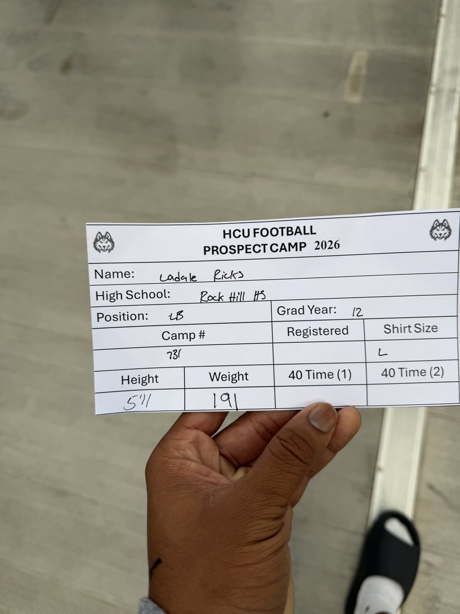 LJRicks8's tweet photo. Had a great time @HCUFootball camp, Went out competed. And got the opportunity to speak with some coaches https://t.co/froWwGw0w7