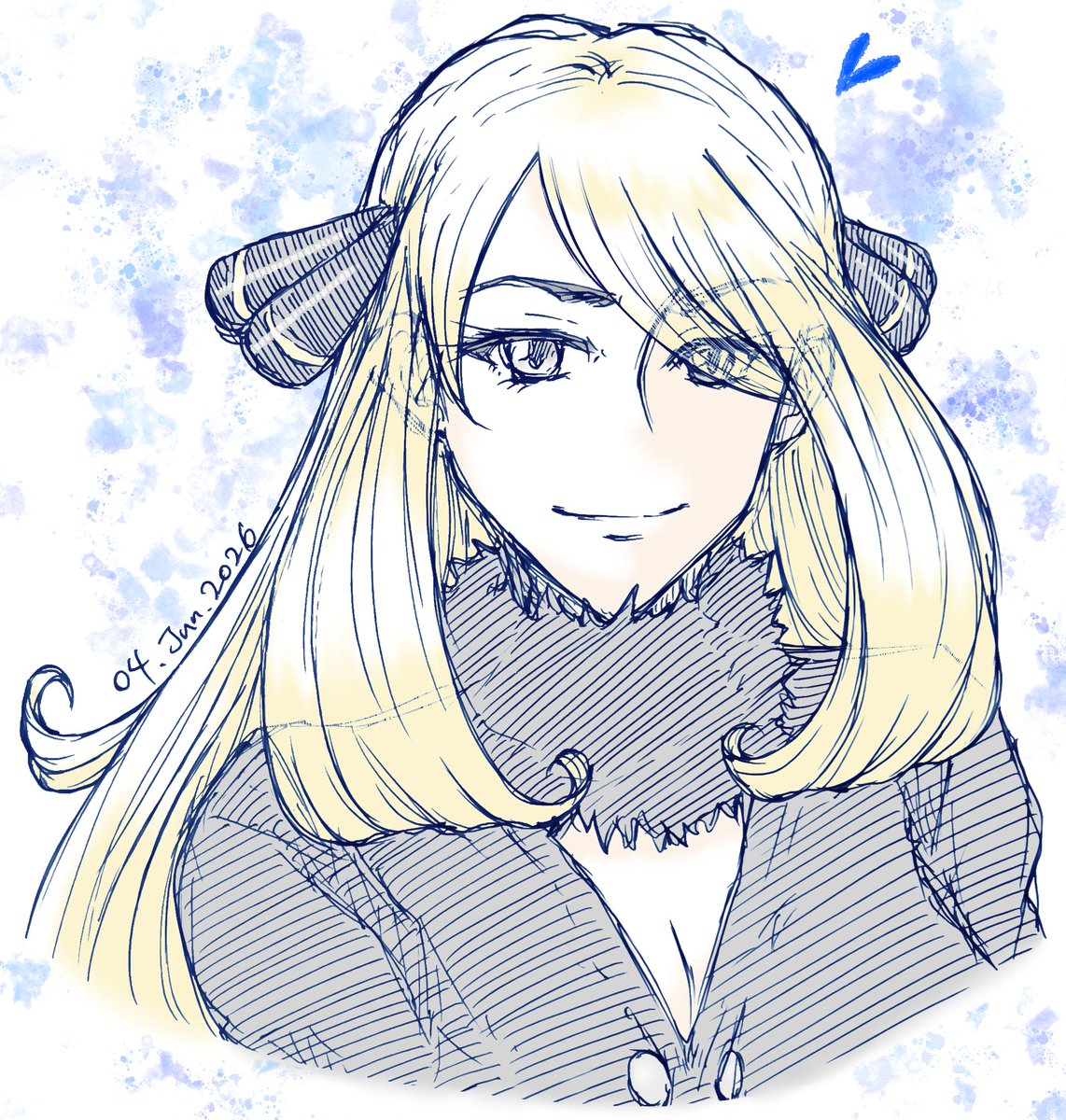 hitoitsuhito's tweet photo. よい一日を✨🤍✨

今日は珍しくカルネさん以外のキャラでお絵描き練習。昨日のカルネさんと対になるような感じで。（描いてから気付いたけど前の髪が内巻きになってるわね…）

シロナさん（ポケモン）
Cynthia (Pokémon)
お絵描き練習 https://t.co/XPToW0cp1j