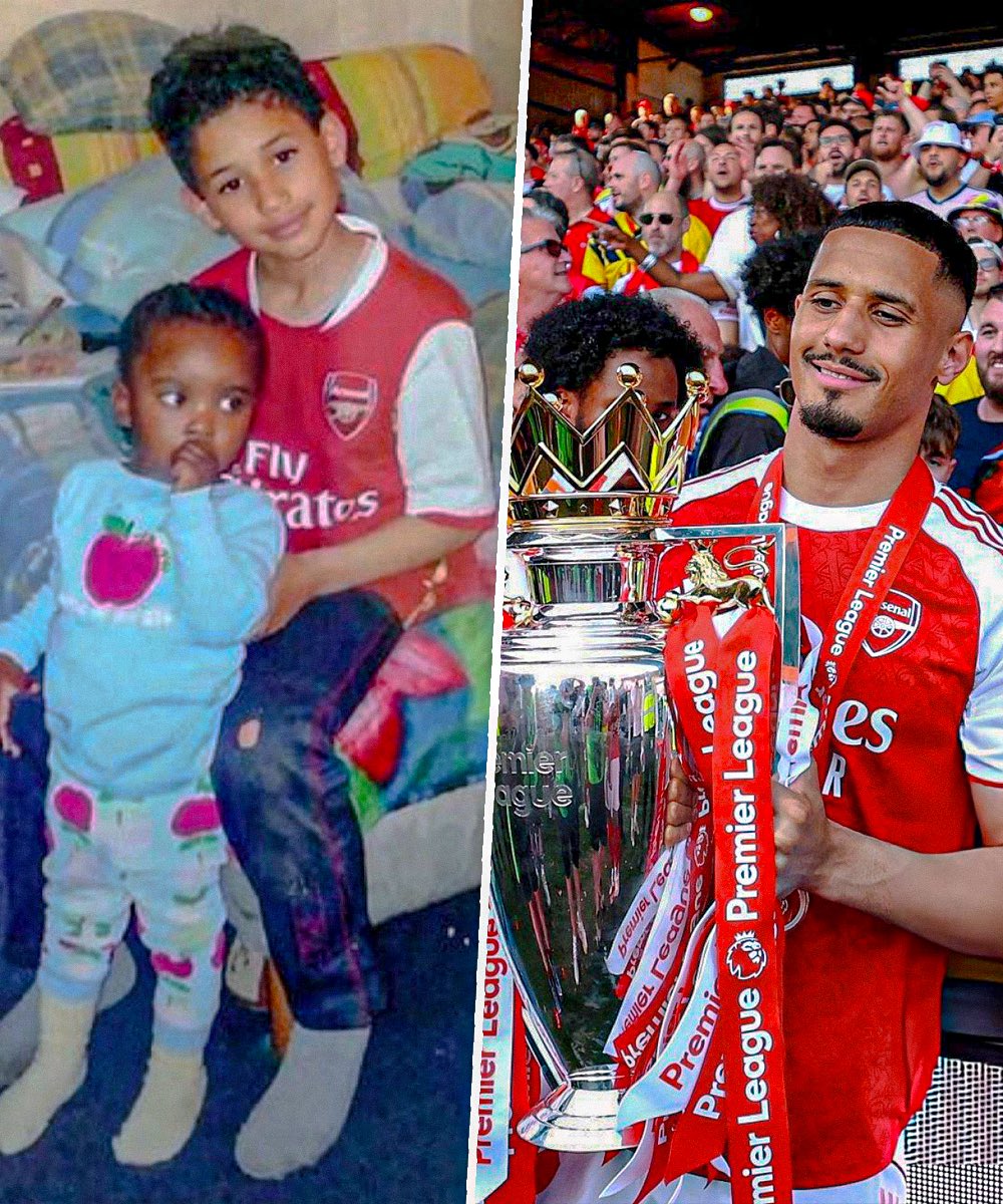 now_arsenaI's tweet photo. What dreams are made of… day one Arsenal fan to winning the Premier League with his boyhood club.

William Saliba. ❤️ https://t.co/cadjwpTP1z