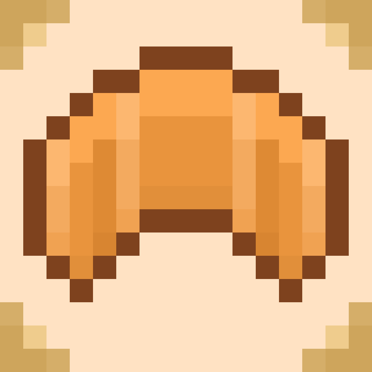HFSPix_'s tweet photo. Croissant, one of my favorite pastry 🙃
16x16 for #weeklypixels
#pixelart 
#ドット絵 https://t.co/zITc5p19Sc