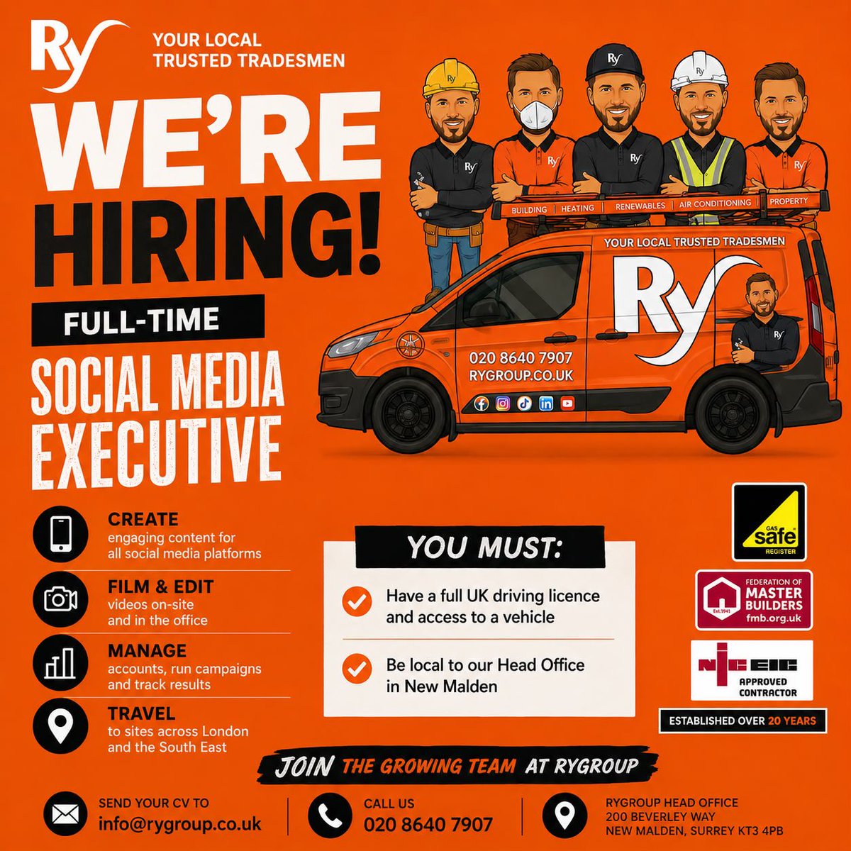 The_RyGroup's tweet photo. 🚨 FULL-TIME SOCIAL MEDIA EXECUTIVE WANTED 🚨

Ry Group is looking for a creative and motivated Social Media Executive to join our growing team. 

📧 Send your CV to info@rygroup.co.uk
📞 020 8640 7907

#Hiring #SocialMediaExecutive #ContentCreator #MarketingJobs  #RYGROUP 🚀 https://t.co/2x6sQLi84s
