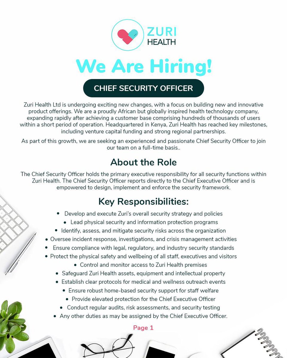ZuriHealth's tweet photo. Good morning 🌤️ 

We are #hiring. #IkoKaziKE https://t.co/8n3LehJCUk