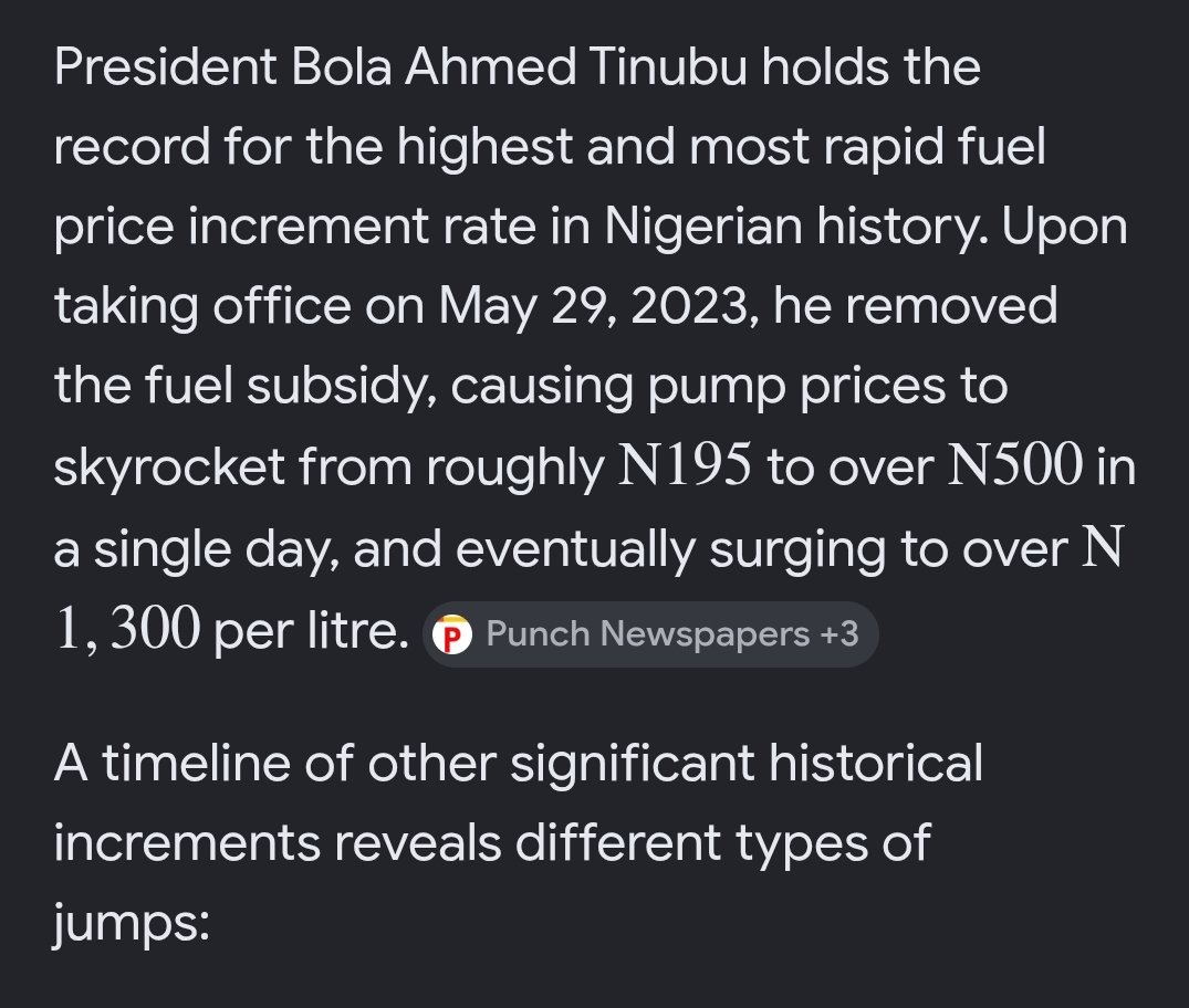 phychemo1's tweet photo. @ayodexter68 @SaharaReporters Tinubu whom you voted for has the highest price hike in Nigerian history. Tinubu increased fuel by 1000% in a year. https://t.co/4GkDi3r91g
